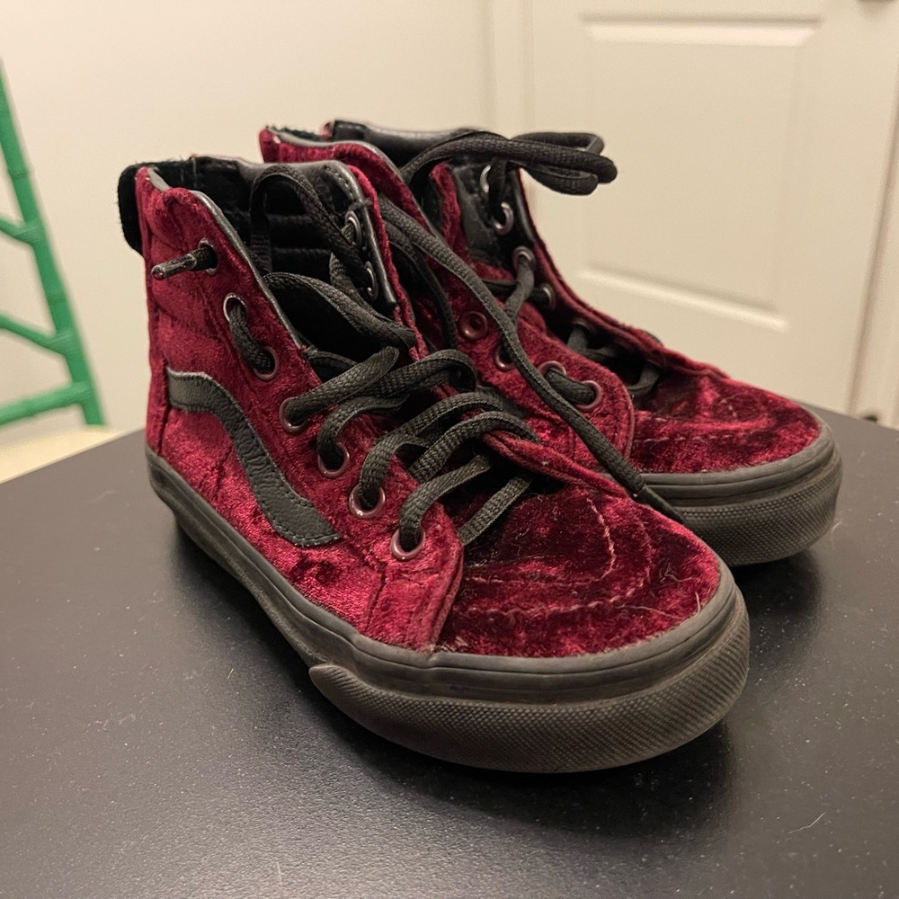 Vans Velvet High-Top Kids Shoes - Burgundy
